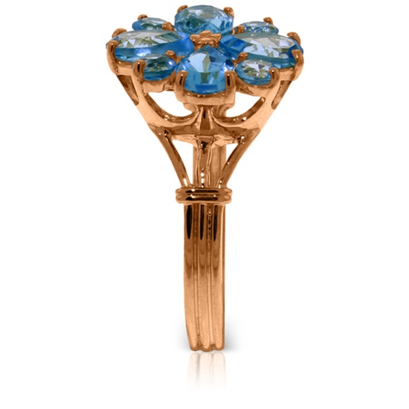 14K. SOLID GOLD RING WITH NATURAL BLUE TOPAZ - Picture 2 of 5